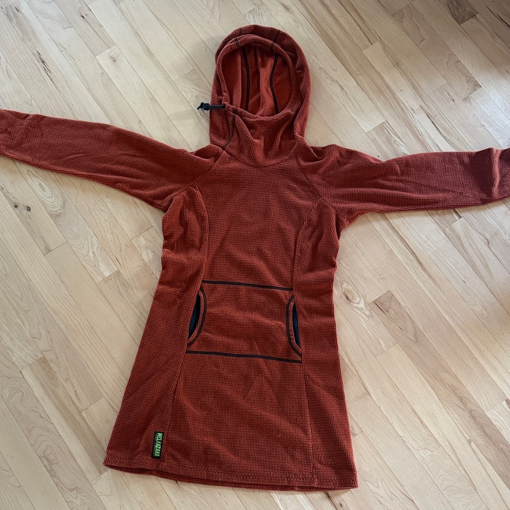Melanzana Rust Orange Textured Hooded Pullover